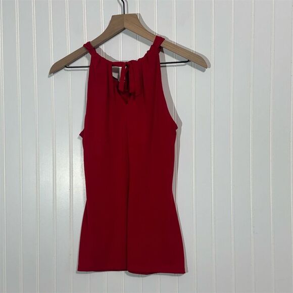 Cache Red Halter Top XS Rhinestone Neckline Glam Y2K Clubwear Party Blouse VTG - Picture 3 of 8